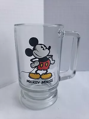 Vintage 1970s Walt Disney Productions Mickey Mouse Clear Glass Stein Beer Cup OS • $7.95