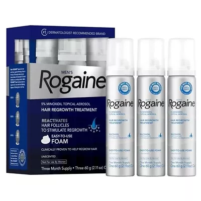 Men's ROGAINE 5% Minoxidil Unscented Foam Hair Regrowth Treatment - Pack Of 3 • $29.99