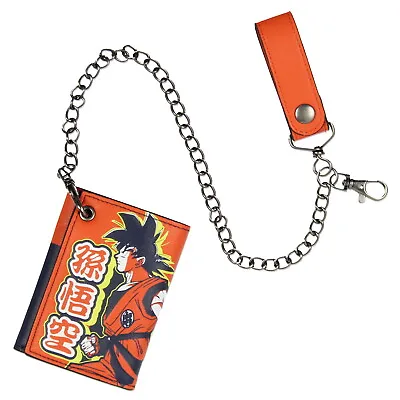 Dragon Ball Z Anime Son Goku Tri-Fold Snap Closure Chain Wallet • $26.95
