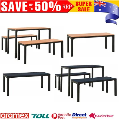 $367.89 • Buy Outdoor Garden Bench/Dining Table Set Patio Backyard Terrace Seating Steel & WPC