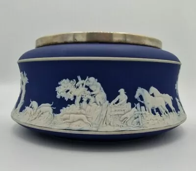 Antique Wedgwood Adams 'Fox Hunt' Jasperware Bowl With Silver Plated Rim C1800's • £75