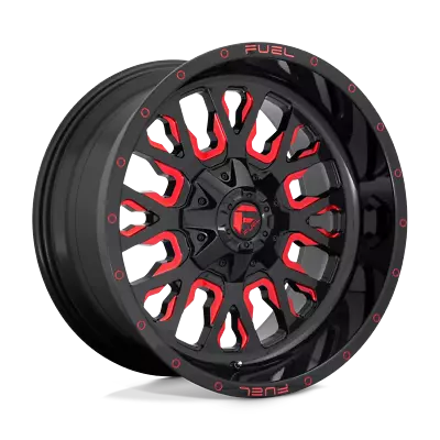 Fuel Stroke D612 17x9 +1 Gloss Black W/ Candy Red Wheel 6x135 6x139.7 (QTY 1) • $353