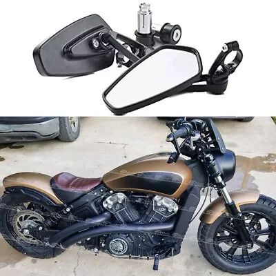 2X For Indian Scout Bobber Sixty Black Motorcycle 7/8  Bar End Rearview Mirrors • $27.12