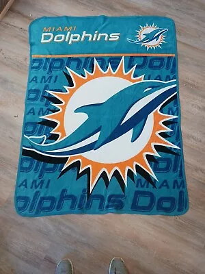 Miami Dolphins 44  X 60  Living Large Micro Raschel Throw Blanket - Aqua • $23.99