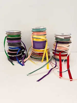 26 Vintage Ribbon Mixed Lot Bundle Wrights Offray Satin Grosgrain Velvet Picot • $19.99