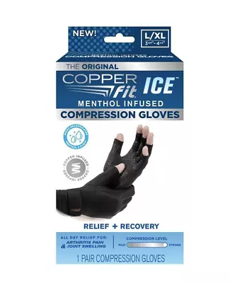 Copper Fit Ice Menthol Infused Compression Gloves Size L/XL Relief Plus Recovery • $17.95