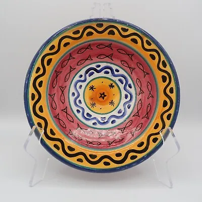 $30 • Buy Vintage SAFI Moroccan Pottery Bowl Charger Wall Plate Handpainted Signed