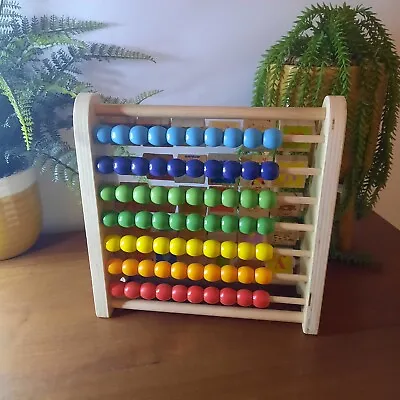 A Grow & Play Wooden Abacus Toy Beads & Blocks Educational Maths Counting ABC • £10