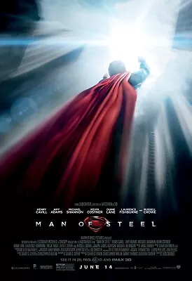 2013 Man Of Steel Movie Poster 11X17 Superman Clark Kent Henry Cavill Lois 🍿 • $12.93
