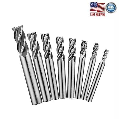 2 Sets HSS CNC 4 Flute Spiral Bit Carbide End Mill Cutter 1/8 -1/2  Slot Tool • $33.77