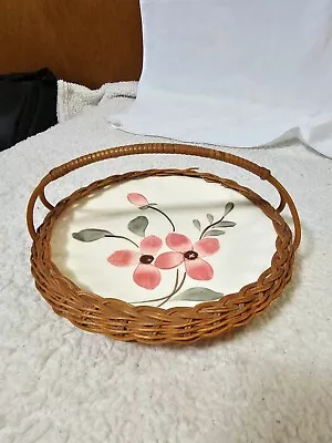 £24.33 • Buy Woven Wicker Easter Egg Basket W Plate Insert Pink Dogwood Tray Candy Dish