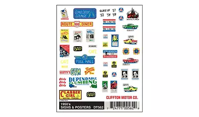 NEW Woodland Scenics DT562 1950's Signs And Posters Decal / Stickers • $14.25