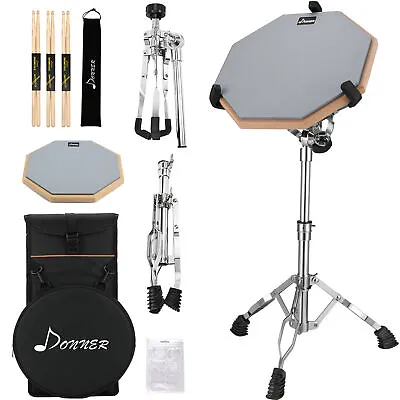 $53.33 • Buy Donner 12 Inch Drum Practice Pad Set Double-Sided With Stand Sticks Bag Beginner
