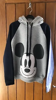 Women's Grey & Navy Mickey Mouse Hoodie With Ears Size UK 14. 40 Inch Bust • £16