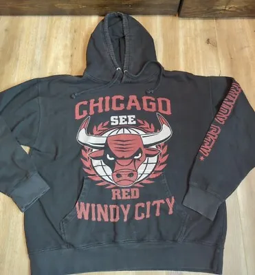 Vtg Mens Sz XL Chicago Bulls See Red Windy City Sweatshirt Black • $19.99
