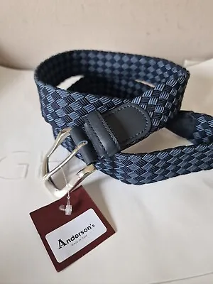 £45 • Buy Anderson’s Belt Weaved Plaited Blue Multi ~ Men  - TAGS 38UK - 95EU NWT