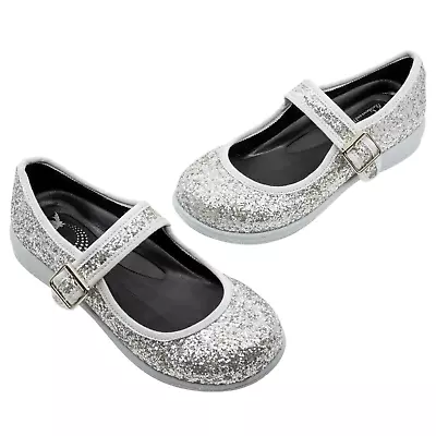 Disco Silver Glitter Mary Janes Shoes • $119