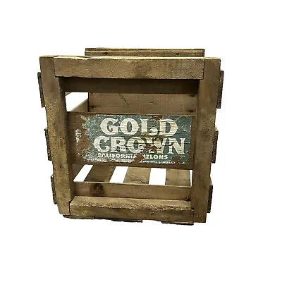 VTG Gold Crown California Melons Wooden Fruit Crate Box 13.5” X 12.5” • $23.44