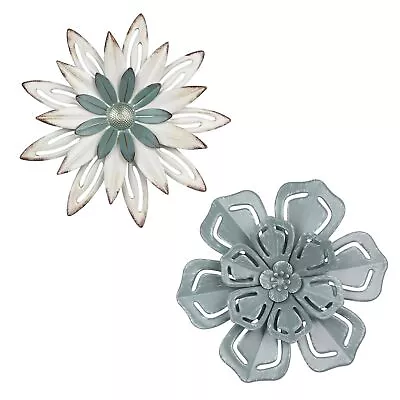 Metal Flower Wall Decor 2 PCS 11 Metal Farmhouse Wall Decor Floral Color B • $25.96