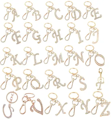 Rhinestone Alphabet Initial Letter A-Z Key Chain Key Ring Bag Charm Accessories • £3.38