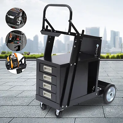 4 Drawers Welding Welder Cart MIG TIG ARC Plasma Cutter Tank Storage Black • $92.01