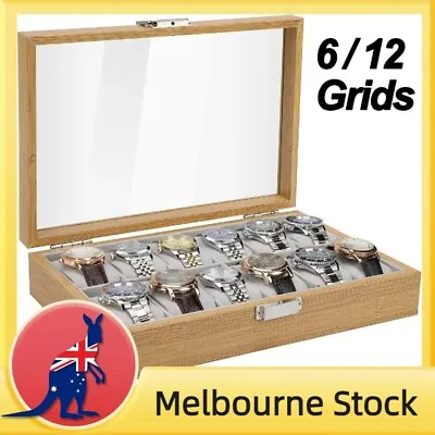 6 / 12 Grids Retro Wooden Watch Box Jewelry Display Storage Case Organizer Gift • $25.99