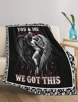 Goth Demon Angel Wing Man Woman His Her Romantic Love Soft Plush Blanket • $49.99