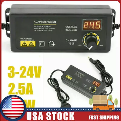 Adjustable Voltage 3-24V AC / DC Switch Power Supply Adapter W/LED Display Newcg • $13.99