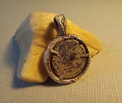 Handmade Silver Jewelry Pendant With Authentic Roman Antique Coin • $137