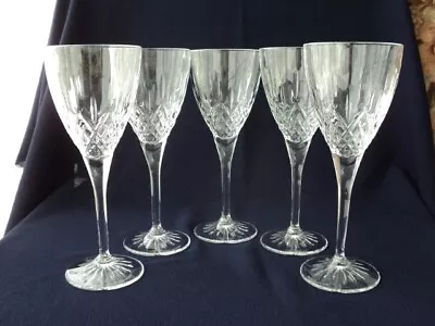 Royal Doulton Crystal  Earlswood  Wine Water Goblets Diamond Cut  21cm Tall X 5 • $45