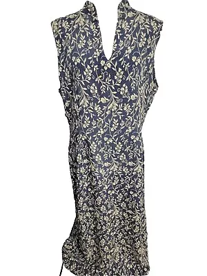 Vintage 80s Laura Ashley Maxi Dress Womens US Size 12 Blue Floral Tapestry Print • £57.79