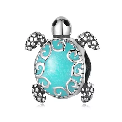 💖 Vintage Sea Turtle Charm Bead Animal Genuine 925 Sterling Silver & Enamel 💖 • £16.99