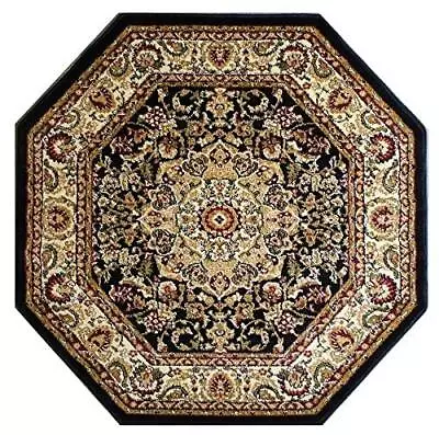 Bellagio Traditional Octagon Area Rug Design 401 Black (5 Feet 3 Inch X 5 Feet 3 • $88.29