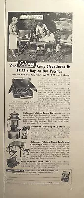 Coleman Camp Stove Lantern Table Outdoor Wichita Kansas Vintage Print Ad 1954 • $12.77