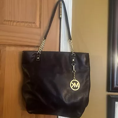 Michael Kors Jet Set Purse Black Leather Satchel Shoulder Bag Tote • $29.95