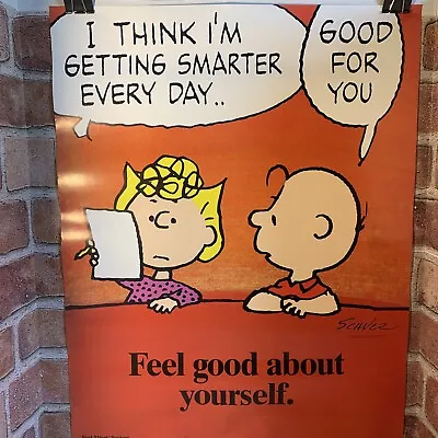 Vintage  Snoopy Poster 22 X17 Workplace Motivational Charlie Brown & Sally Brown • $59.99