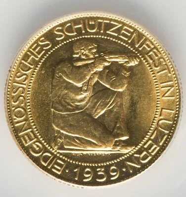 Switzerland 1939-B 100 Francs Lucerne Shooting Festival - ANACS MS60 Details • $1975