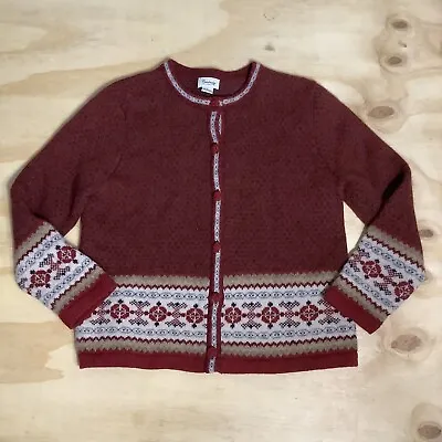 $27.30 • Buy CAMBRIDGE Dry Goods Women's Fair Isle Nordic Knit Sweater 100% Wool Size Large