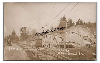 RPPC QUARRY Trolley Tracks BOILING SPRINGS PA Cumberland Co Real Photo Postcard • $44.99