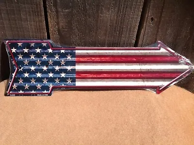 $7.95 • Buy America USA Flag This Way To Arrow Sign Directional Novelty Metal 17  X 5 