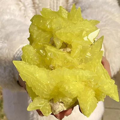 1.57LB Rare Yellow Sulfur Crystal Quartz Crystal Mineral Specimen • $13.50