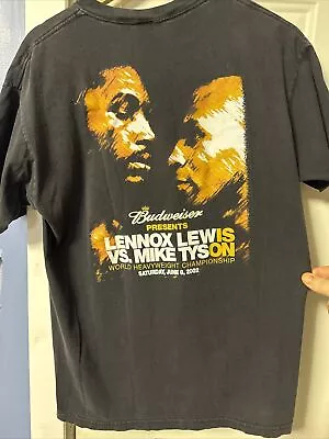 Vintage Boxing Mike Tyson Vs Lennox Lewis T Shirt Black Size XL 2002 • $100
