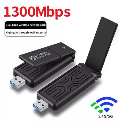 $16.98 • Buy 1300Mbps Wireless USB Wifi Bluetooth Adapter Dongle Dual Band 2.4G/5GHz 802 GX