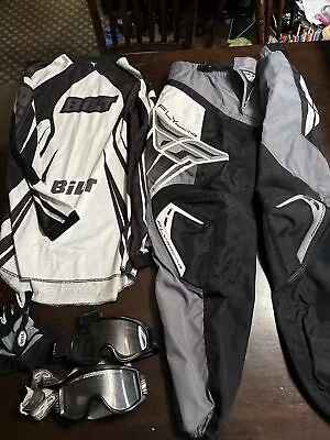 Fly Motocross F-16 Pants Bilt Jersey Goggles & Gloves Motorcycle Gear • $1.11