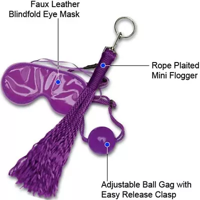 Japanese Silk Love Rope Concubine Kit Ball Gag Eye Mask & Flogger Whip Play Kit • £14.99