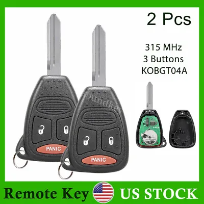 2 Replacement For 2005 2006 2007 Dodge Magnum Remote Car Key Fob Kobdt04a + Chip • $15.99