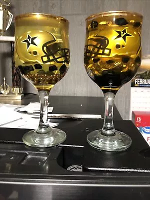 Vanderbilt Commodores Wine Glasses With Football Helmets In Clear Candle Wax • $8