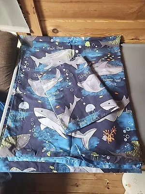 Boys Shark Toddler Cot Bed Set Dunelm Excellent Condition • £3