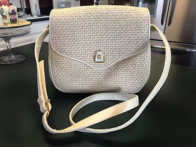 Vintage Etienne Aigner Shoulder Bag Cream Tan Woven Straw Pattern Spring Summer • $24.99