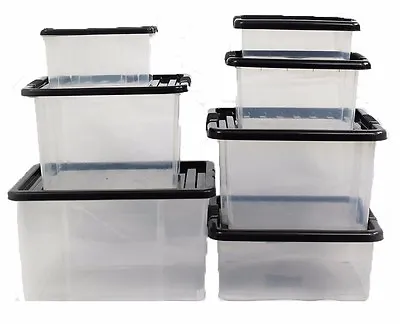 Small Medium Large Plastic Storage Boxes - Stackable Boxes - Office Use - Strong • £19.99
